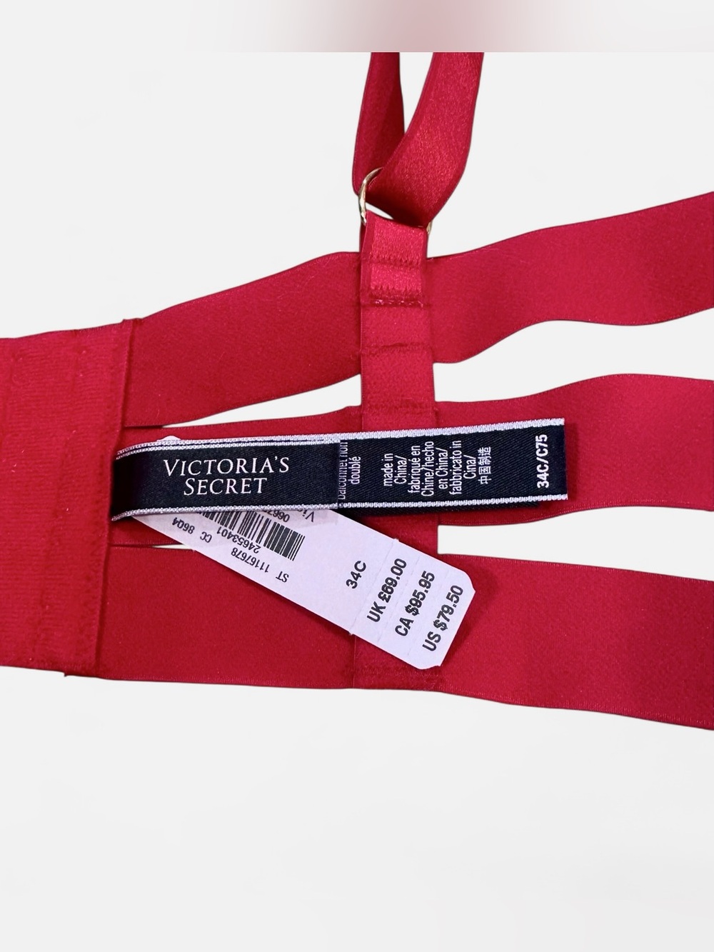 Victoria’s Secret Very Sexy Strappy Unlined Balconette Bra Red 34C - Picture 5 of 8